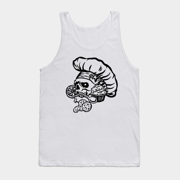 Pastry Chef Patissier Skull Tank Top by The Night Owl's Atelier